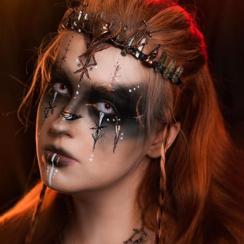 CoTeeZa Green Fairy Crystal Crown - Handmade Raw Quartz Tiara with Bronze Crow Branch Moon Elf Headpiece Fantasy Forest Witch Crown Wedding Renaissance Halloween Cosplay Woodland Headband - Image 5